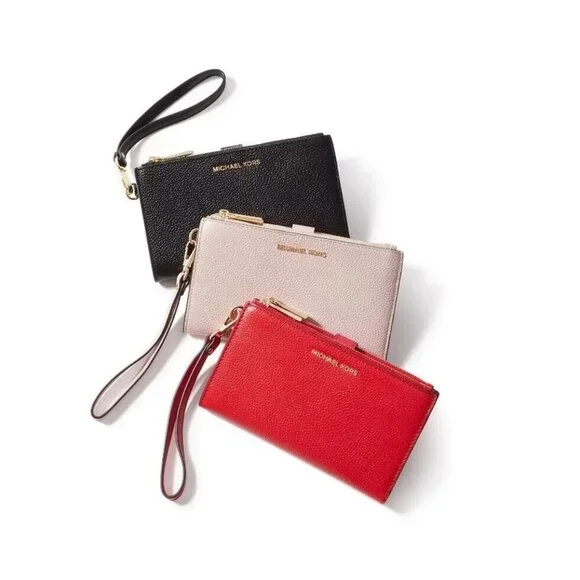 MICHAEL KORS Adele Jet Set logo double zip leather phone wallet wristlet (Used) - Picture 13 of 13